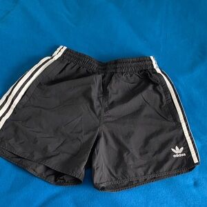 Adidas Men's Black Athletic Shorts with White Stripes